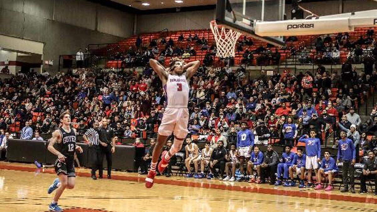 Duncanville guard Jahmius Ramsey dunks vs. Guyer as the Panthers won 66-62 in overtime in the 6A Region I final at Wilkerson-Greines Activity Center on Saturday, March 2, 2019.