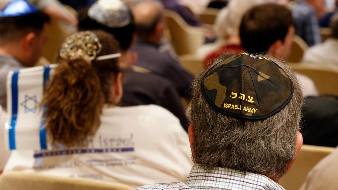 A retired member of the Israeli Army attended a vigil for Israel at Beth-El Congregation in Fort Worth, Texas, Tuesday, Oct. 10, 2023. City and faith leaders spoke to a full house for support of Israel.