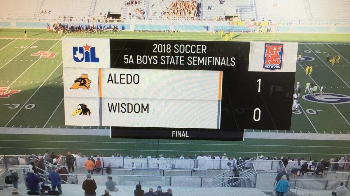 Aledo Bearcats 1, Houston Wisdom 0.