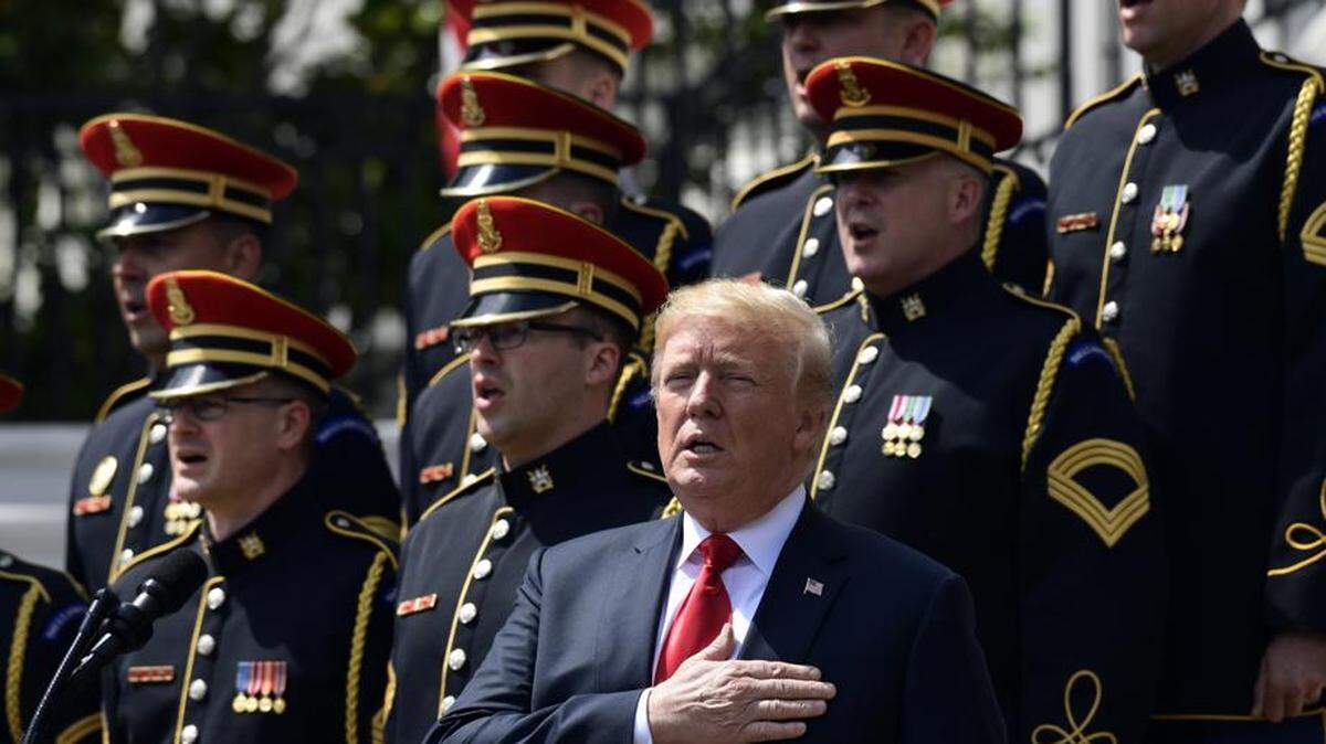 President Donald Trump participates in a "Celebration of America" event on the South Lawn of the White House in Washington, June 5. Trump quickly scheduled the event with military bands after canceling a visit with the Philadelphia Eagles as he stoked fresh controversy over players who protest racial injustice by taking a knee during the national anthem.