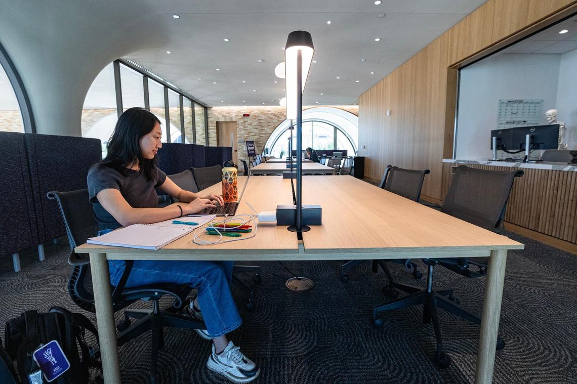 Second-year medical student Aimee Sun studies in the library at the TCU Burnett School of Medicine in Fort Worth on Tuesday, Sept. 17, 2024.