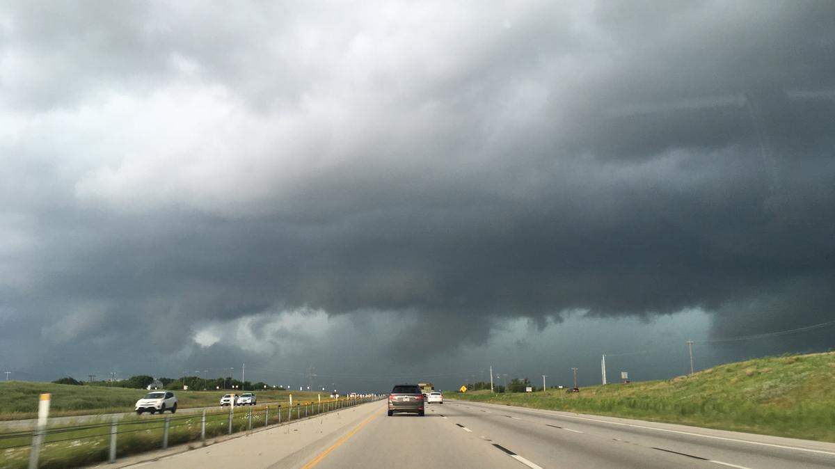 This May 29, 2019, photo shows the backside of a severe thunderstorm along Interstate 20 near Willow Park that produced a tornado warning.