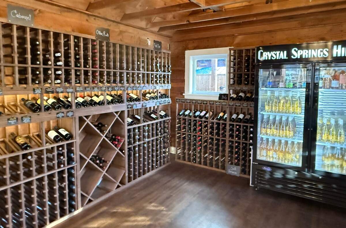 The wine selection at the Crystal Springs Hideway beer and wine bar and playground in Fort Worth, as seen Dec. 28, 2024.