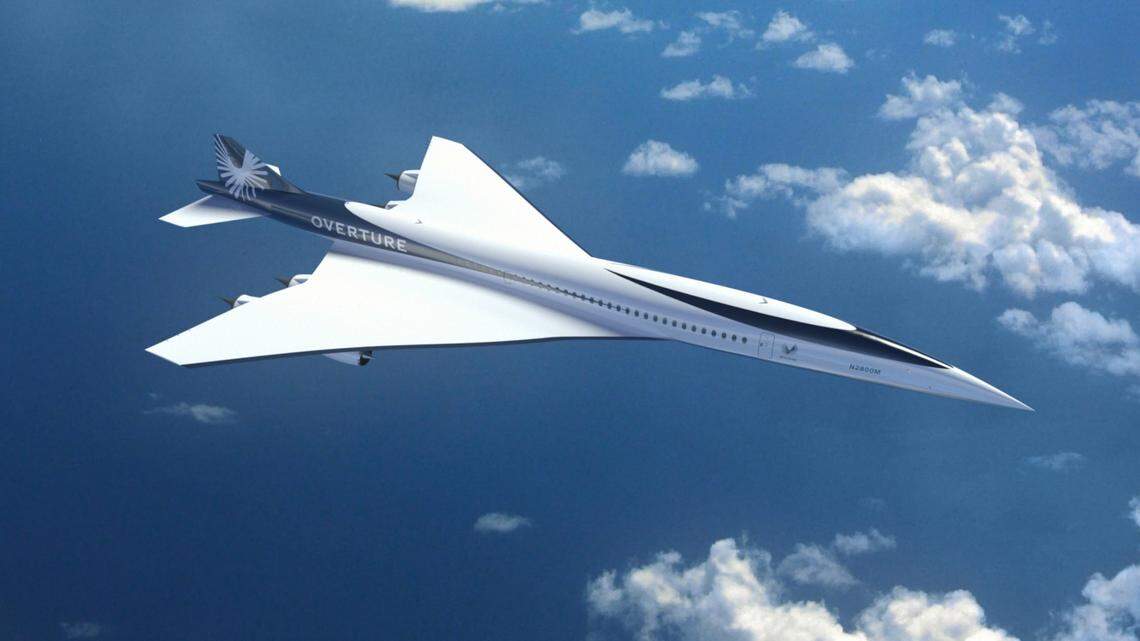 A rendering of Boom Supersonic's upcoming Overture aircraft. 