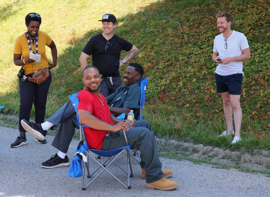 (L-R) Back Row: Monique Walton, Greg Kwedar, Clint Bentley; Front Row: Clarence Maclin, Colman Domingo.