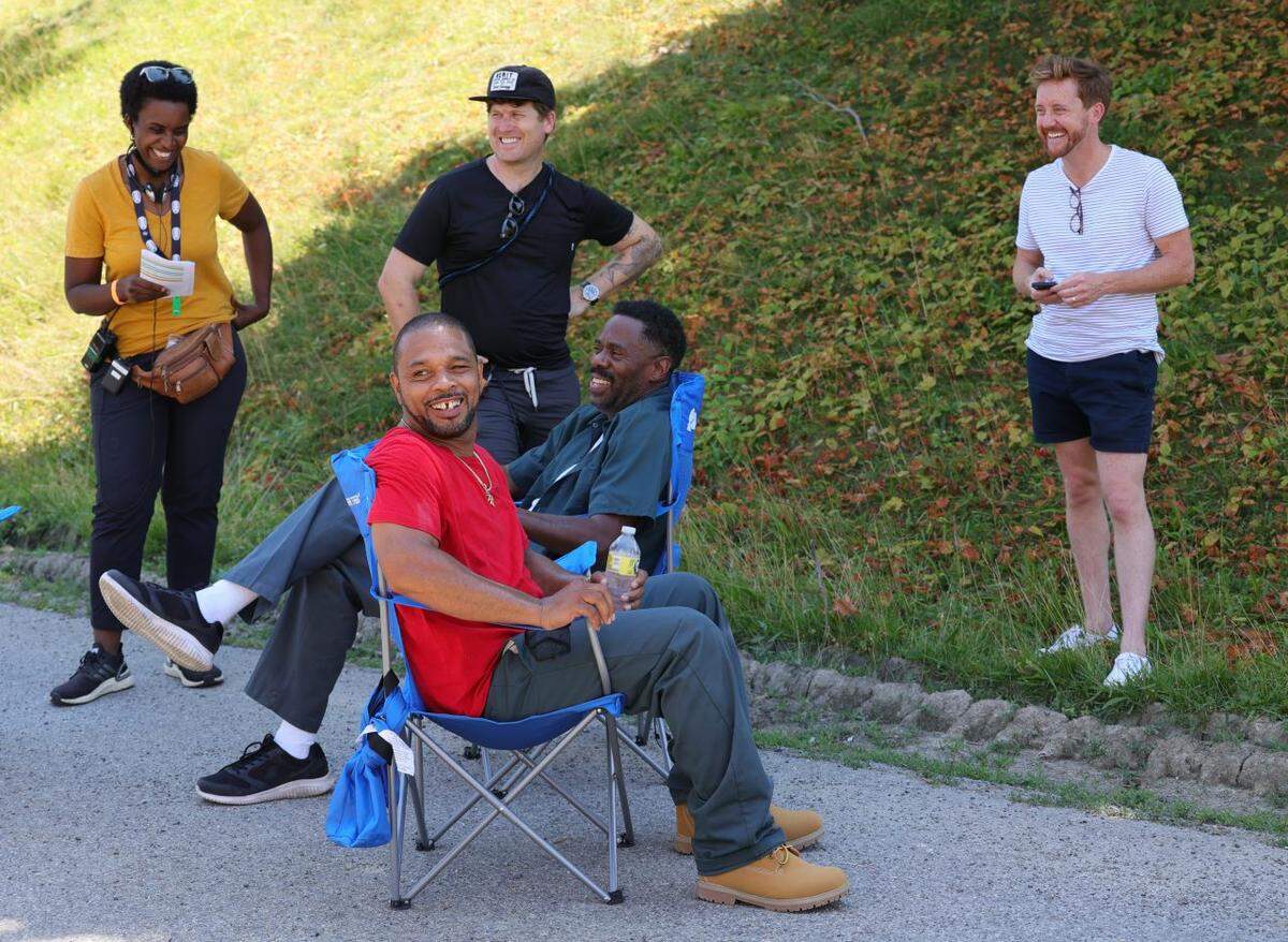 (L-R) Back Row: Monique Walton, Greg Kwedar, Clint Bentley; Front Row: Clarence Maclin, Colman Domingo.