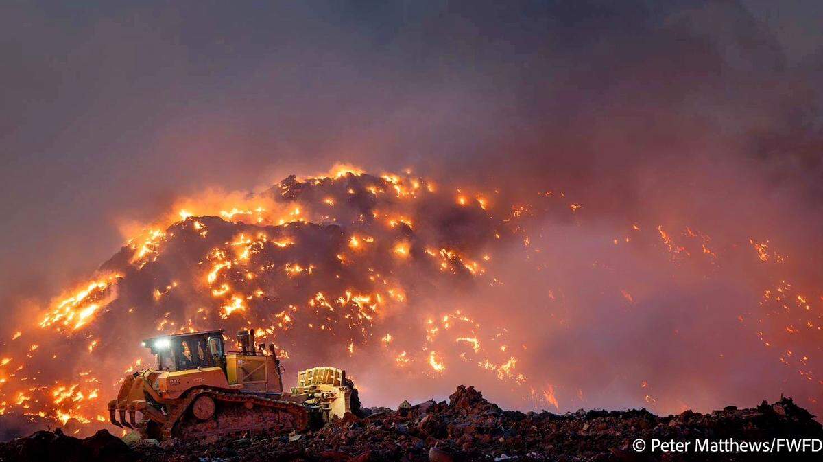 An outdoor fire on the property of a recycling facility in far west Fort Worth on Sunday, April 13, spread to an “extremely large pile of tires” and spewed dark smoke that could be seen in the air for miles, the Fire Deparment said.