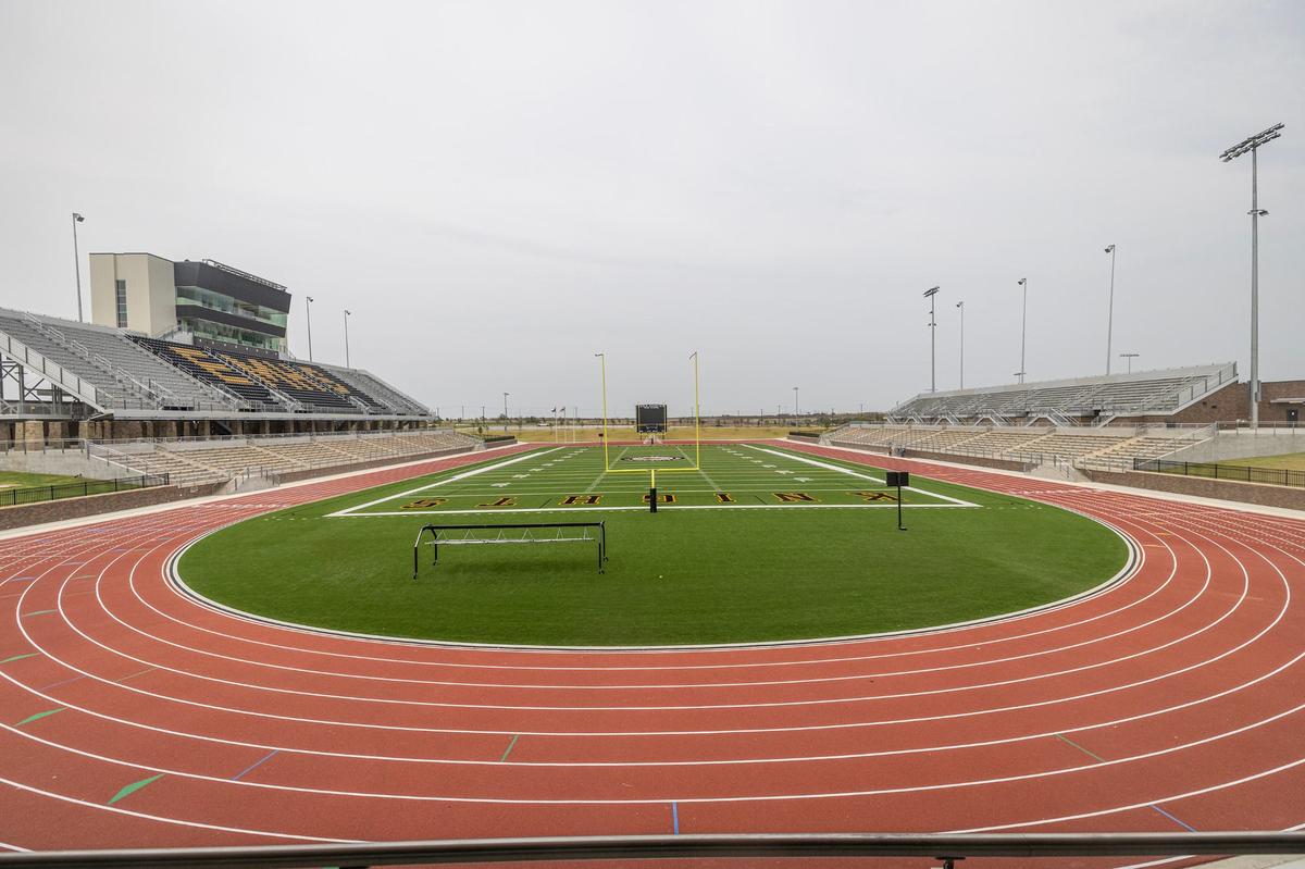 The inside of Knight Field of the new Eagle Mountain High School.