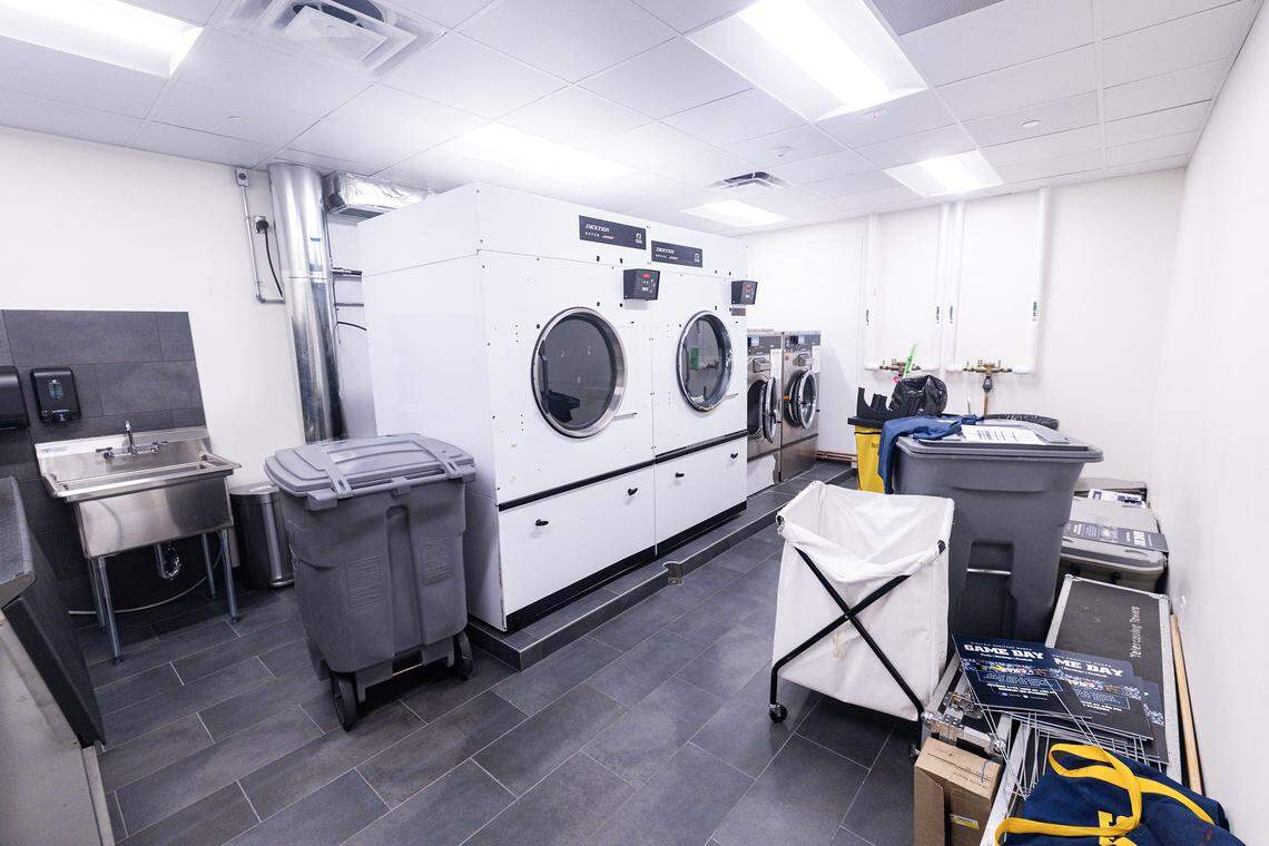 The laundry room in the new Moritz Fieldhouse at Texas Wesleyan University.