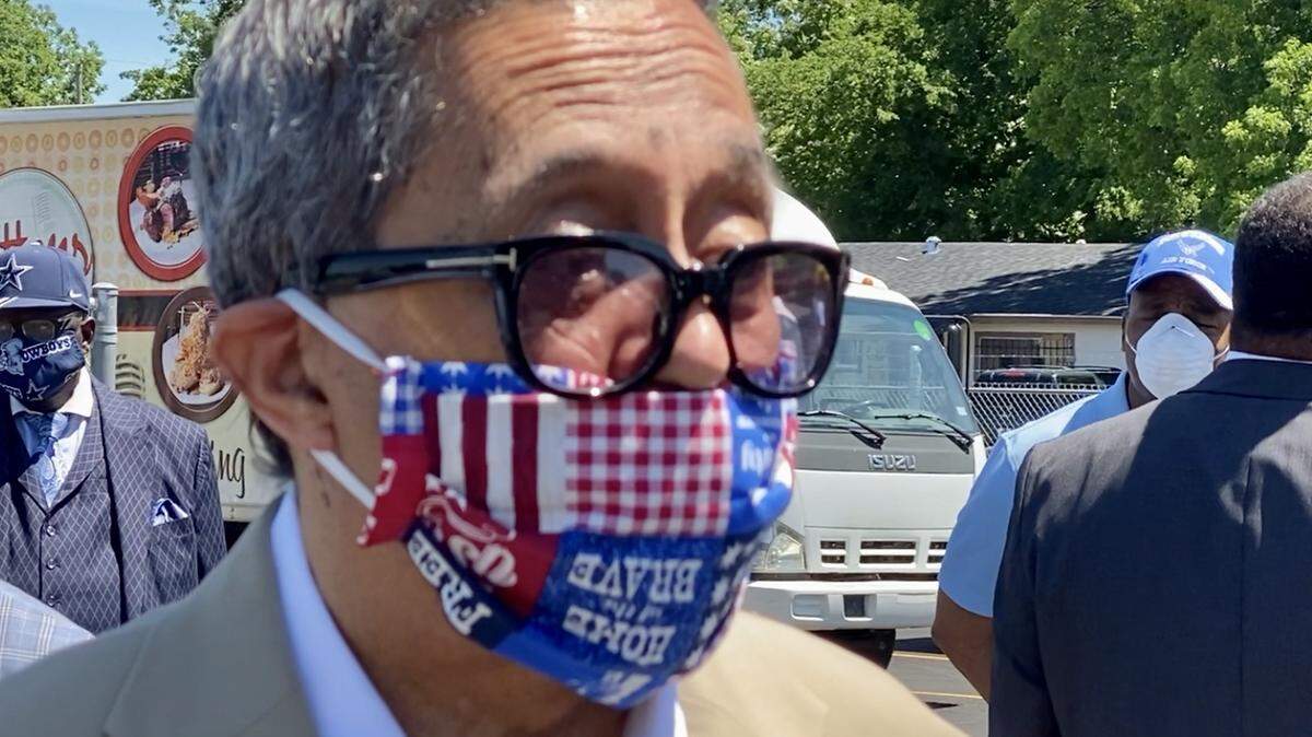 Commissioner Roy Brooks, a cancer survivor, at a press conference with pastors May 1., 2020.