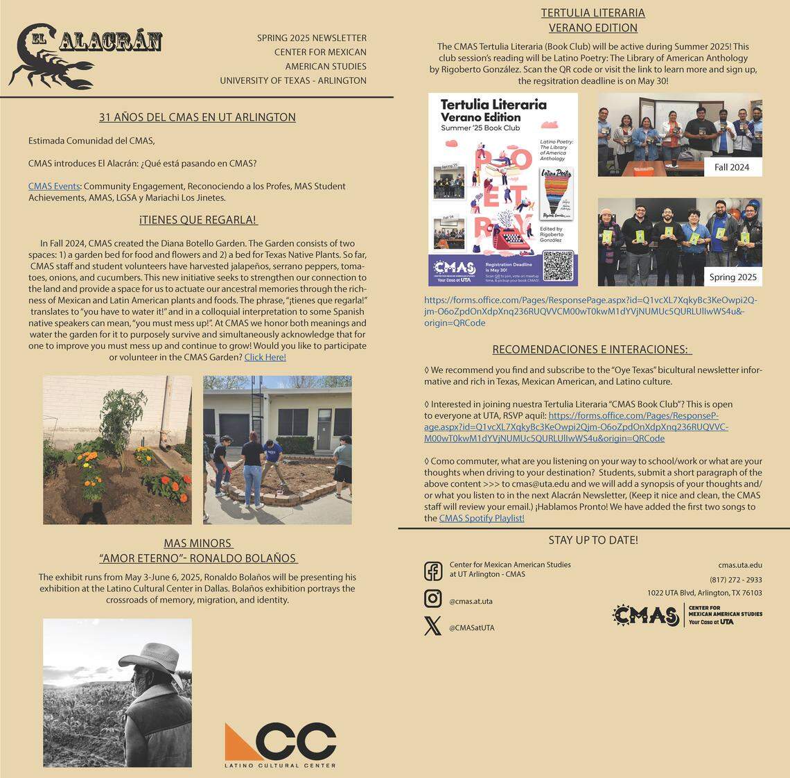 A copy of the El Alacrán Newsletter from 2025.