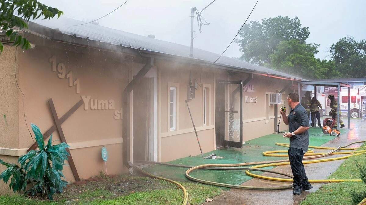 Crews battle a fire at True Love Sanctuary church in Fort Worth on Thursday afternoon.