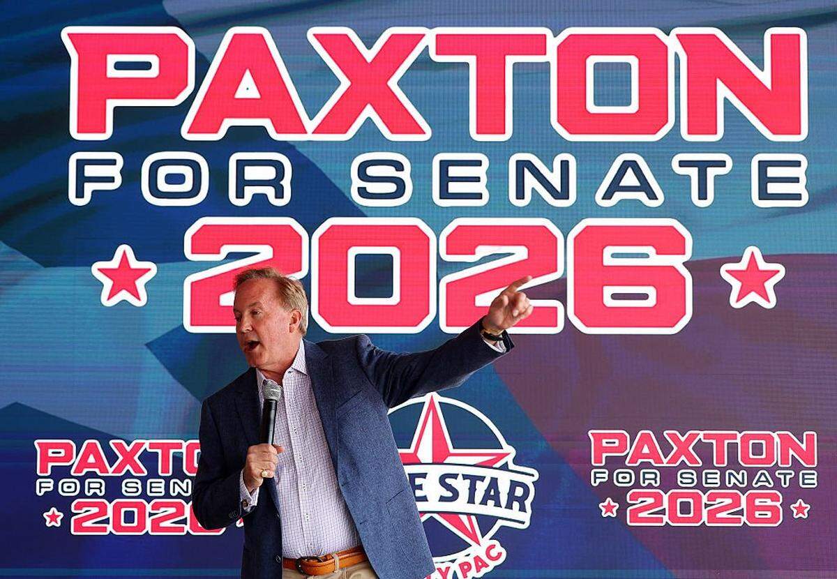 FORT WORTH, TEXAS - FEBRUARY 28: Texas Attorney General Ken Paxton campaigns as a Republican candidate for U.S. Senate at an event on February 28, 2026 in Fort Worth, Texas. Paxton will be running against Sen. John Cornyn (R-TX) and Rep Wesley Hunt (R-TX) for the Senate seat on the March 3rd primaries. (Photo by Richard Rodriguez/Getty Images)