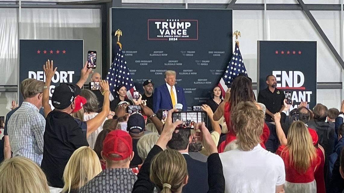 Former President Donald Trump campaigns in Austin on Friday, Oct. 25.