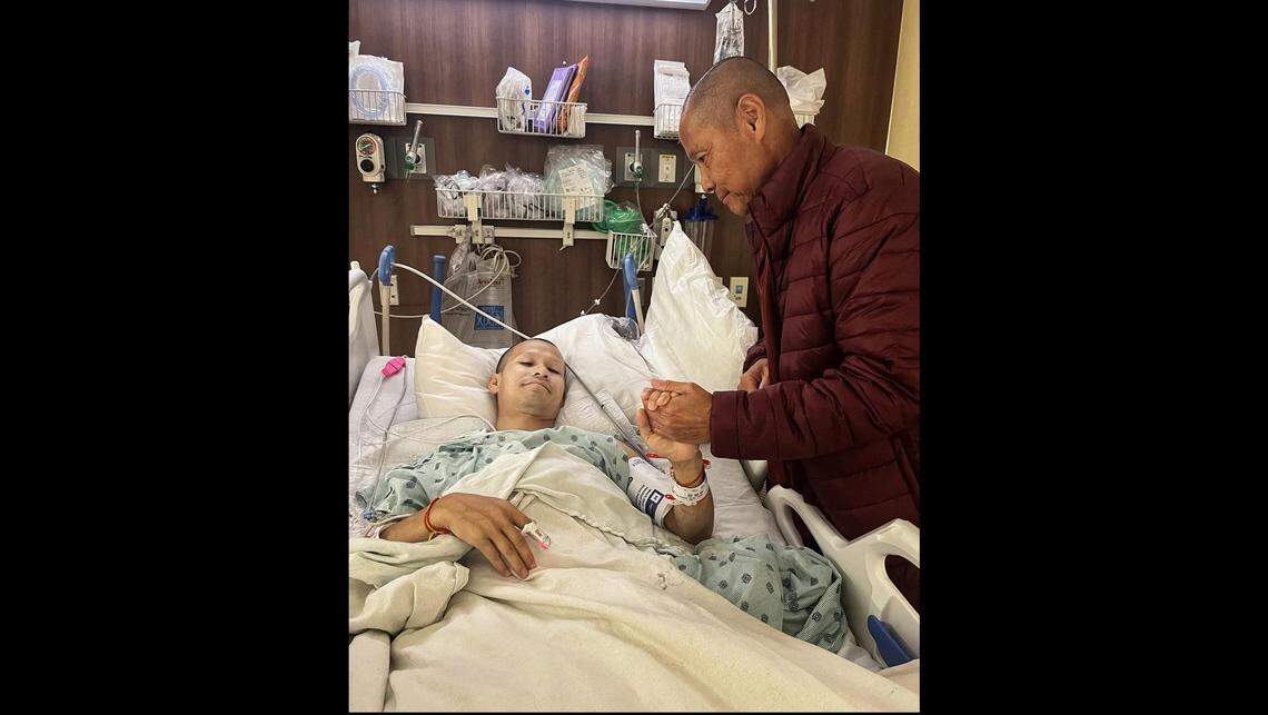 Bhante Dam Phommasan had surgery after he was injured in a crash while on a Walk for Peace that began in Fort Worth.