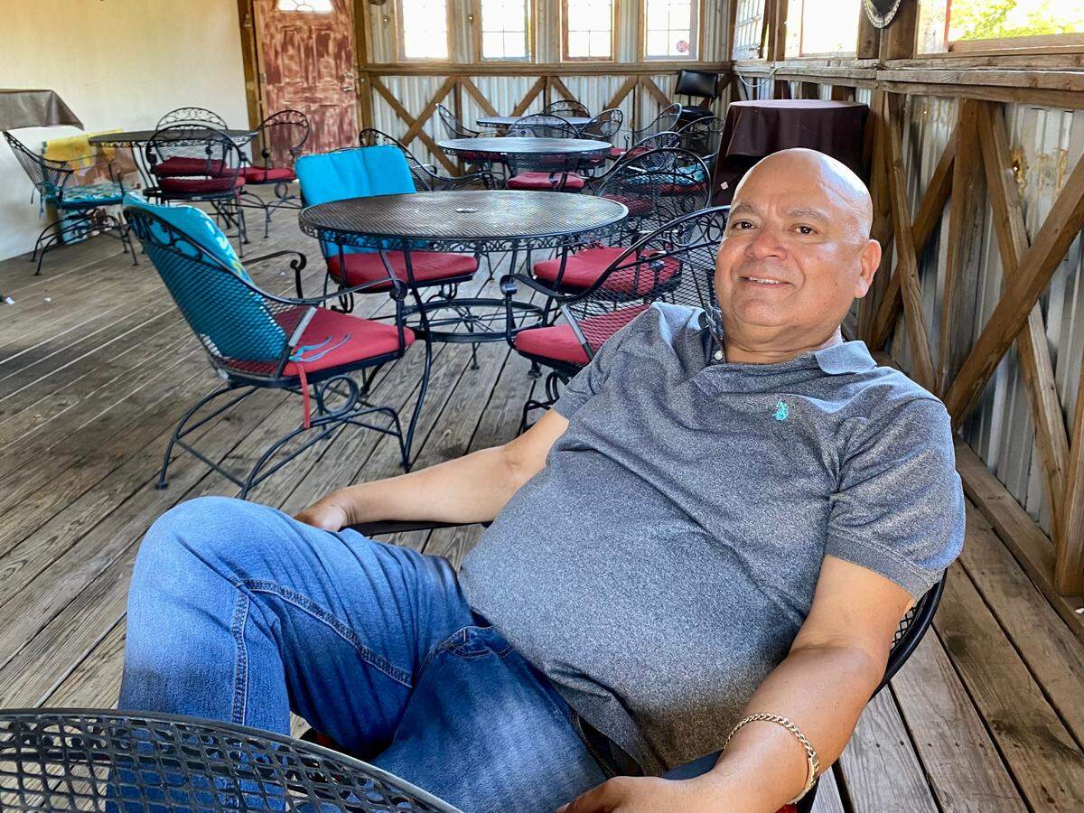 Anthony Aguillon on the patio at La Choza restaurant west of Lakeside.