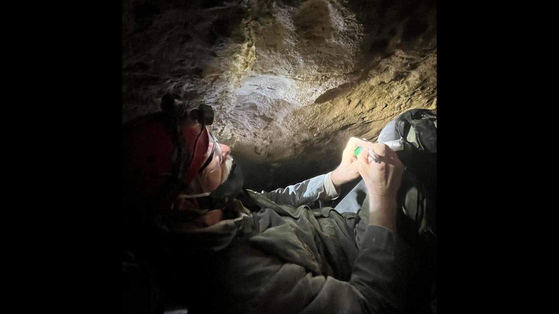 Park volunteer Rick Olson inside Mammoth Cave.