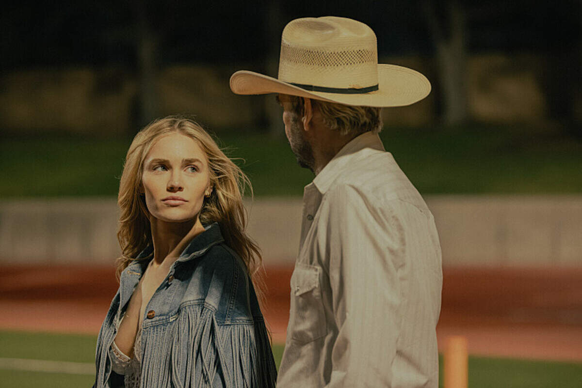 (L-R): Michelle Randolph as Ainsley Norris and Billy Bob Thornton as Tommy Norris in season 1, episode 1 of “Landman” streaming on Paramount+.