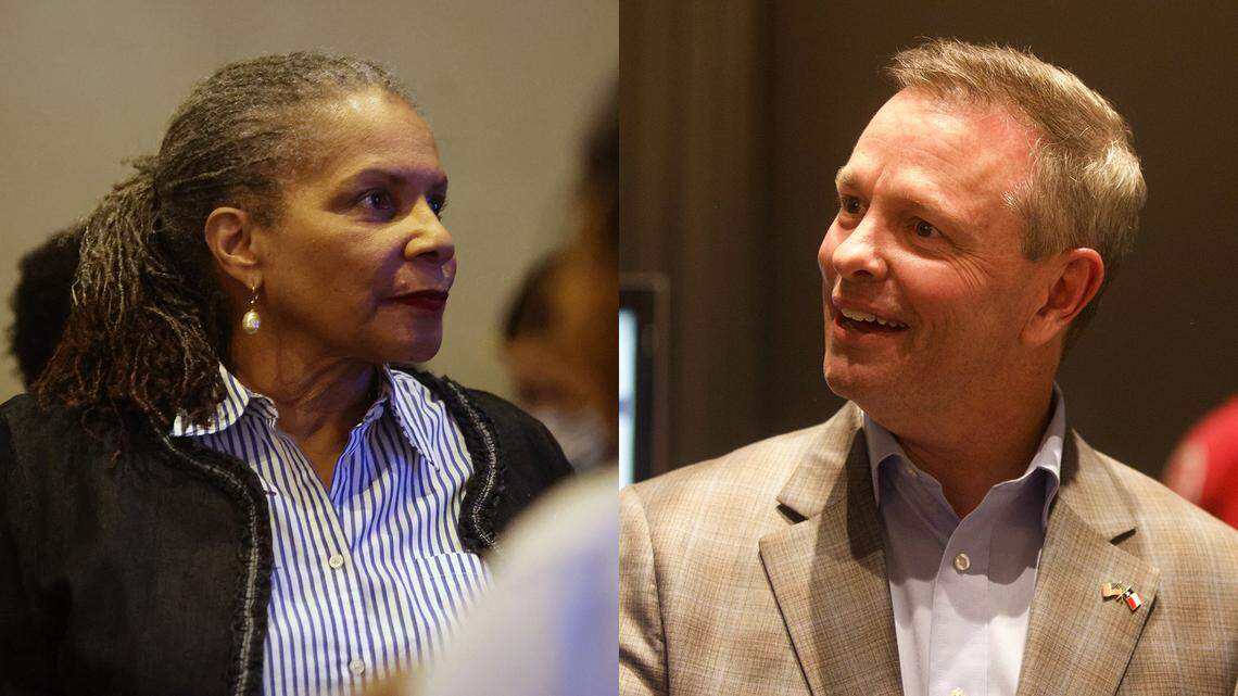 Democratic candidate Deborah Peoples, left, and Republican candidate Tim O’Hare will face each other in race to become the next Tarrant County judge.