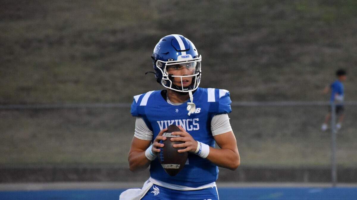 Nolan Catholic quarterback Carter Devero looks to pass in the first quarter against Dallas Parish Episcopal during a UIL football game at Doskocil Stadium in Fort Worth on Friday, Oct. 4, 2024.