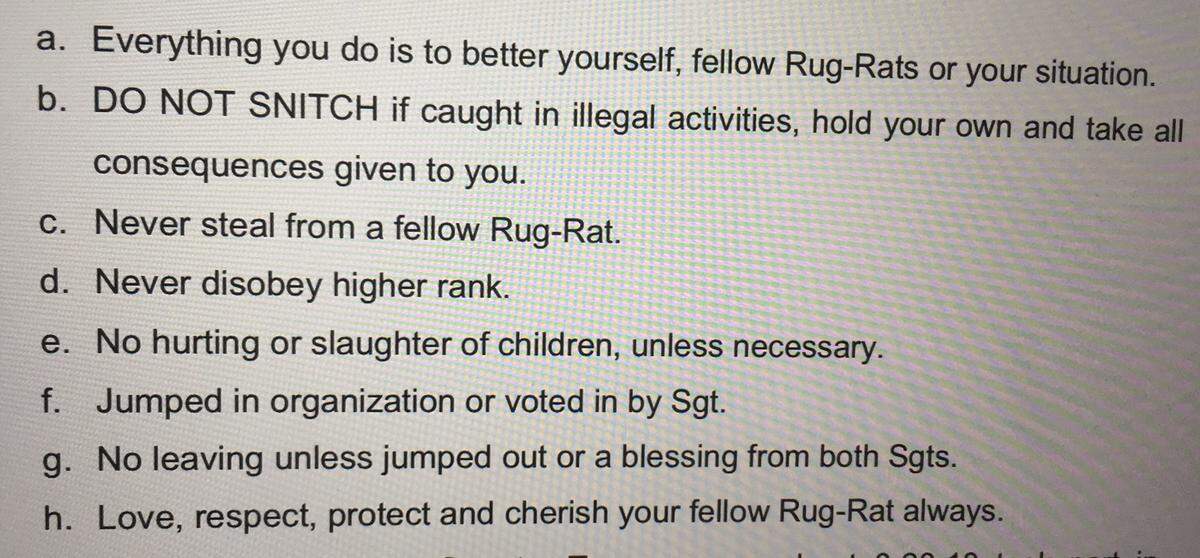 Prosecutors allege rapper Tay-K 47 drafted the “Laws of Power” for a new gang that he was trying to form in jail called the Rug-Rats.