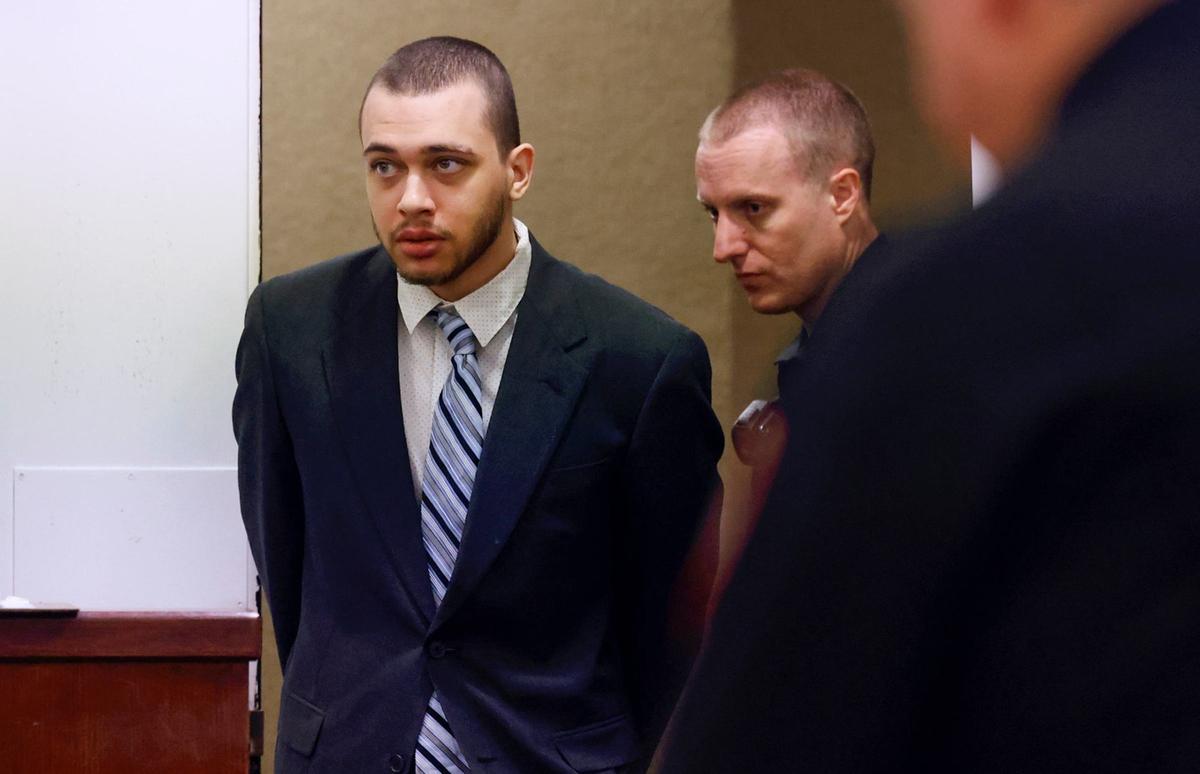 Jonathan Benami enters the 372nd District Court in Fort Worth on Thursday. a jury sentenced him to 70 years in prison in the September 2021 stabbing death of a 76-year-old man.