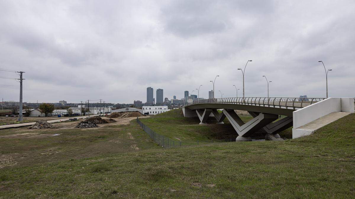 Construction is underway for the North channel of Panther Island running under the Main Street bridge to Northside Fort Worth on Thursday, Dec. 4, 2025. Canal digging is expected to start construction next year.