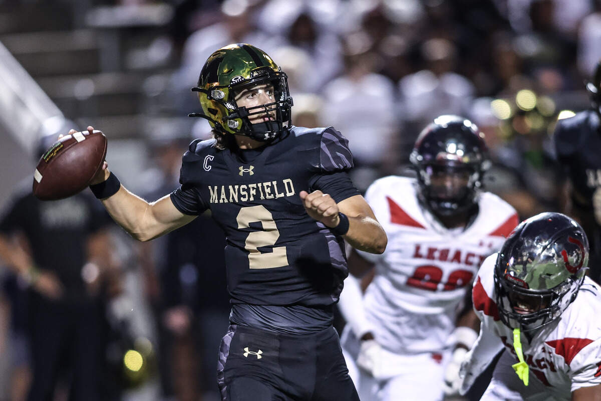 Mansfield quarterback Mykah Lankford throws the ball against Mansfield Legacy In Friday’s game at Vernon Newsom Stadium. Special to the Star-Telegram / Tom Marvin