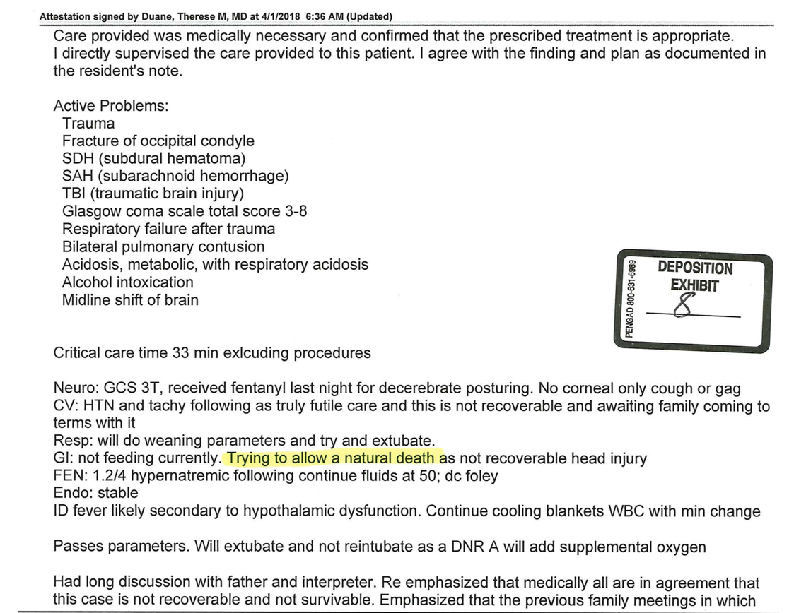 Berman Daniel de Paz-Martinez, 21, died on April 1, 2018 at JPS Hospital. His family says Dr. Therese Duane removed him from a ventilator despite the family’s protests. In Duane’s notes that day, she wrote that de Paz-Martinez was “not recoverable” and she was “trying to allow a natural death.”