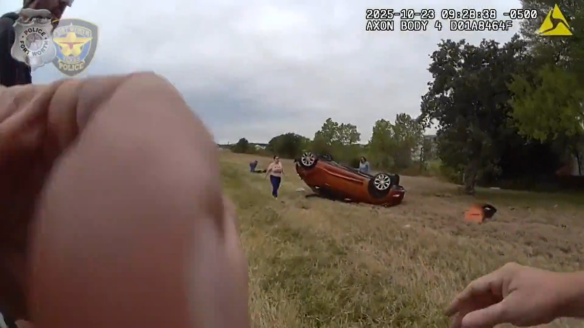 A Fort Worth police officer gave CPR to a 1-year-old girl after the child and her mother were ejected from a car that crashed on Interstate 30 on Thursday, Oct 23, 2025. The mother and baby are expected to make a full recovery.