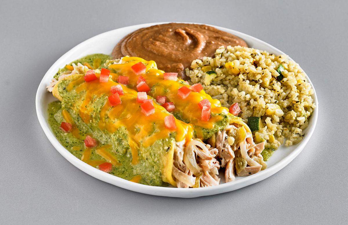 Hatch, New Mexico green chile chicken enchiladas at Central Market.