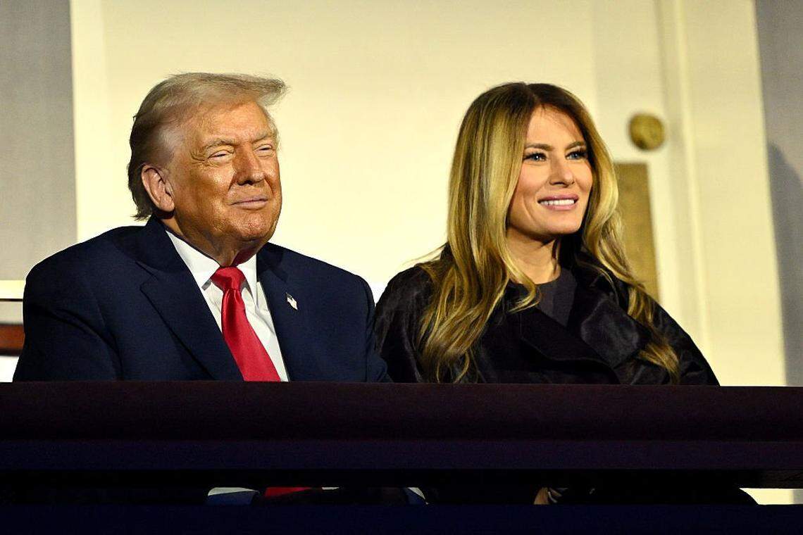 WASHINGTON, DC - DECEMBER 05: U.S. President Donald Trump and U.S. First Lady Melania Trump attend the FIFA World Cup 2026 Official Draw at John F. Kennedy Center for the Performing Arts on December 05, 2025 in Washington, DC. (Photo by Mandel NGAN - Pool/Getty Images)