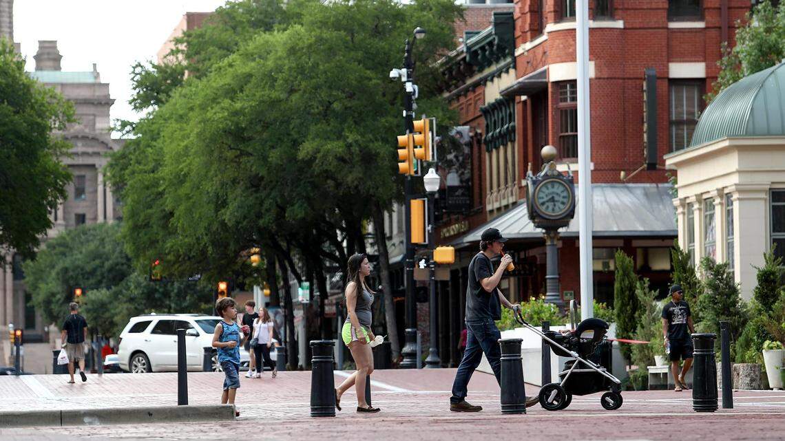 Sundance Square plaza will fully reopen in August. The retail and restaurant destination is 30% vacant.