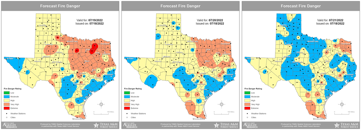 Texas A&M Forest Service firefighters since Friday have responded to 38 new wildfires that burned almost 2,612 acres.