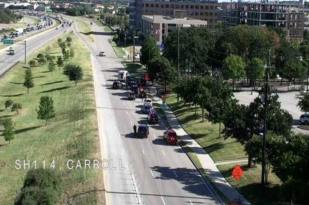Southlake police shot a suspect in the area of the eastbound Texas 114 service road near Carroll Avenue on Monday afternoon.