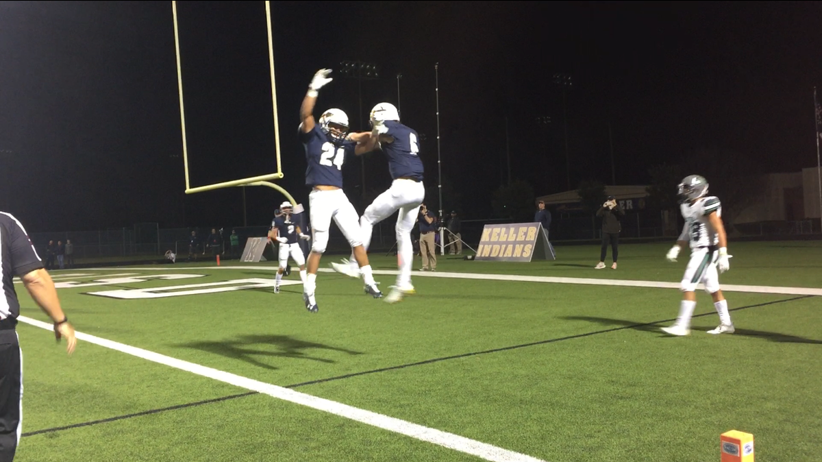 Nakoa Rios celebrates with Justin White after a Keller score.