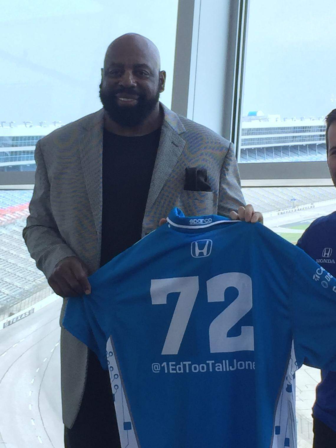 Ed "Too Tall" Jones spent Thursday at Texas Motor Speedway, promoting this weekend's races.