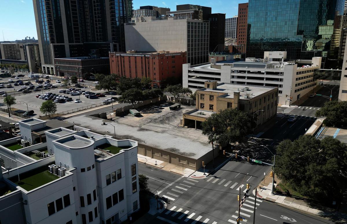 A block at the intersection of Jones and East 7th streets in downtown Fort Worth on Oct. 18. Hillwood has purchased the block.