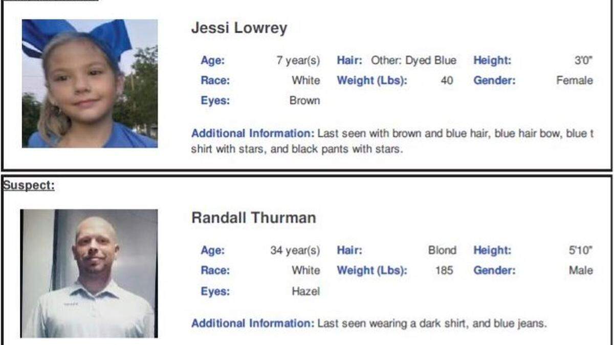 Jessi Lowery, 7, was last seen Friday in the 100 block of Sweden Street in Walnut Springs, Texas.
