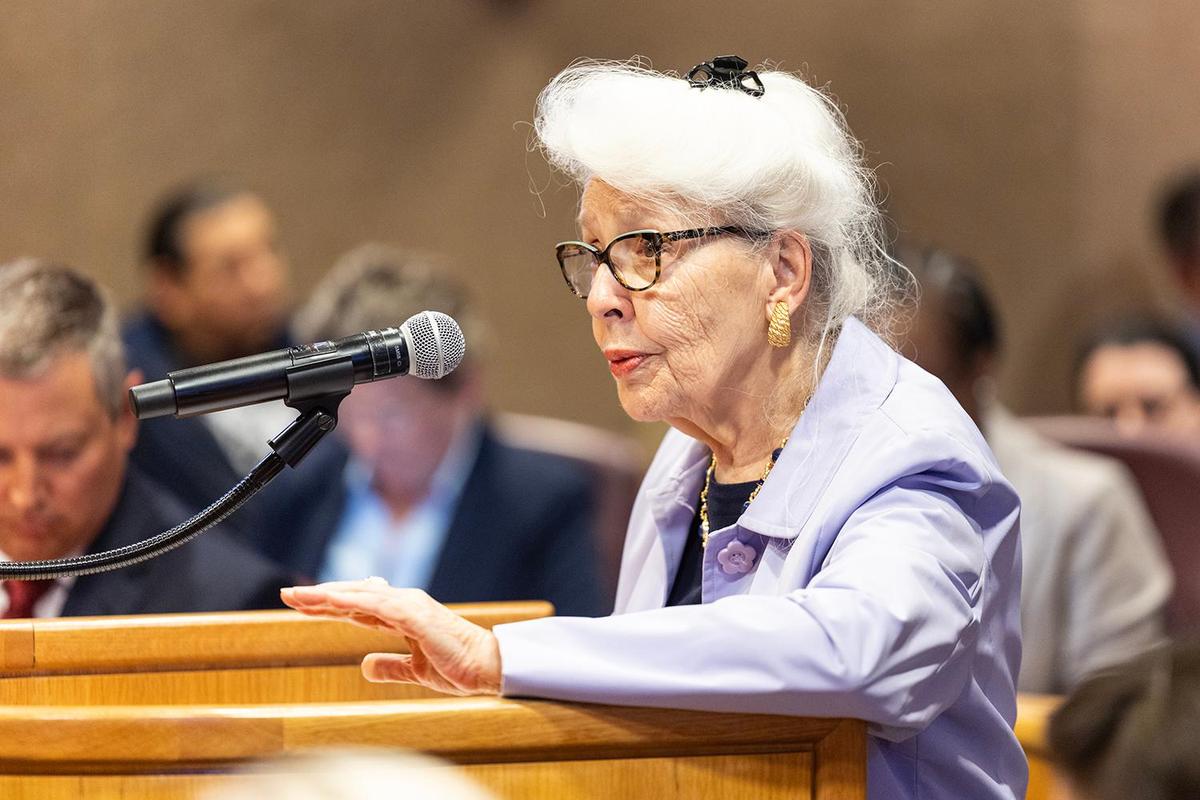 Arlington resident Jackee Cox speaks during the public comment portion during a Commissioners Court Meeting at the Tarrant County Administration Building in Fort Worth on Tuesday, May 6, 2025.