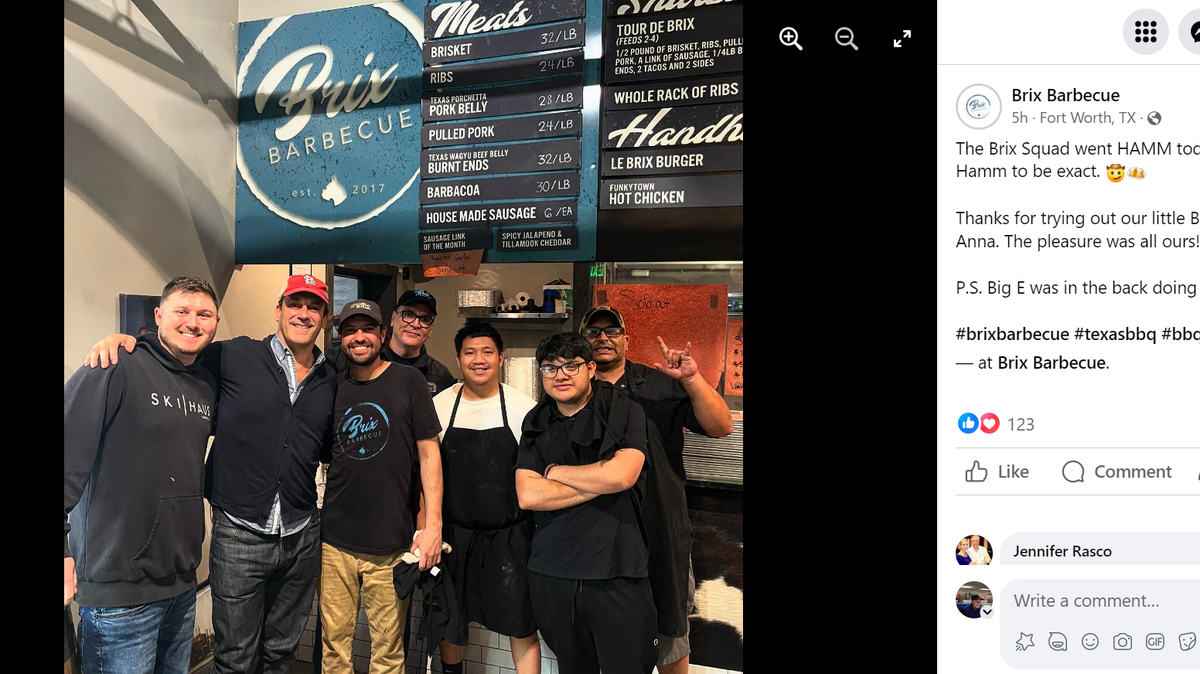 Actor Jon Hamm stopped by Fort Worth’s Brix Barbecue this week.