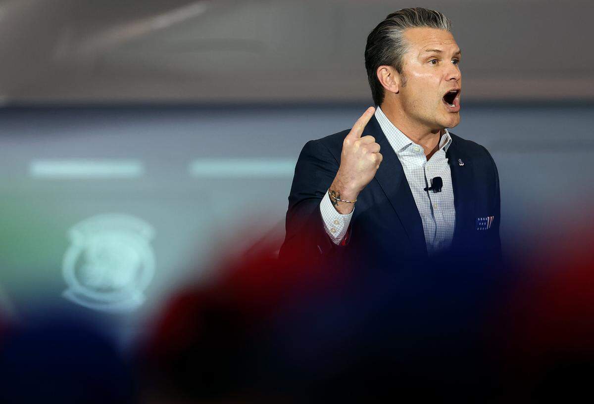 Defense Secretary Pete Hegseth speaks at Lockheed Martin’s Fort Worth facility on Monday, Jan. 12, 2026, as part of his  “Arsenal of Freedom” industry tour. The Fort Worth facility builds the F-35 Lightning II fighter aircraft.