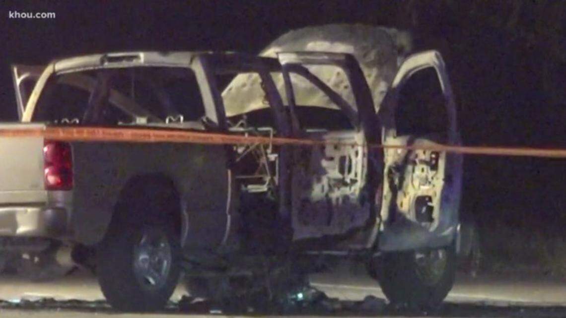 Two toddlers were badly burned on the Fourth of July in Houston, Texas, when a road rage shooting ignited fireworks inside their family’s truck, engulfing the vehicle in flames, officials said. Screengrab from KHOU.