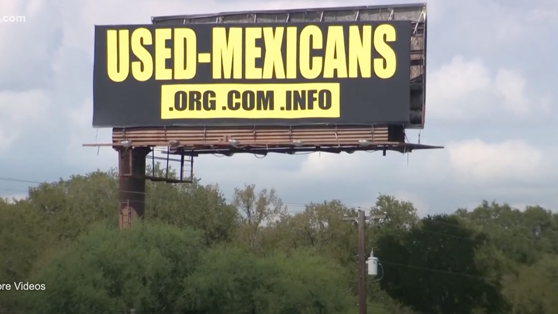 The controversial billboard along I-35 near New Braunfels, Texas, points motorists to a website political in nature. It was removed Monday, officials say.
