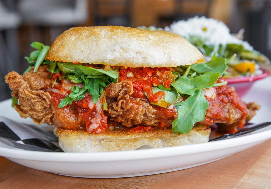 Cane Rosso’s chicken-fried chicken Parmesan sandwich