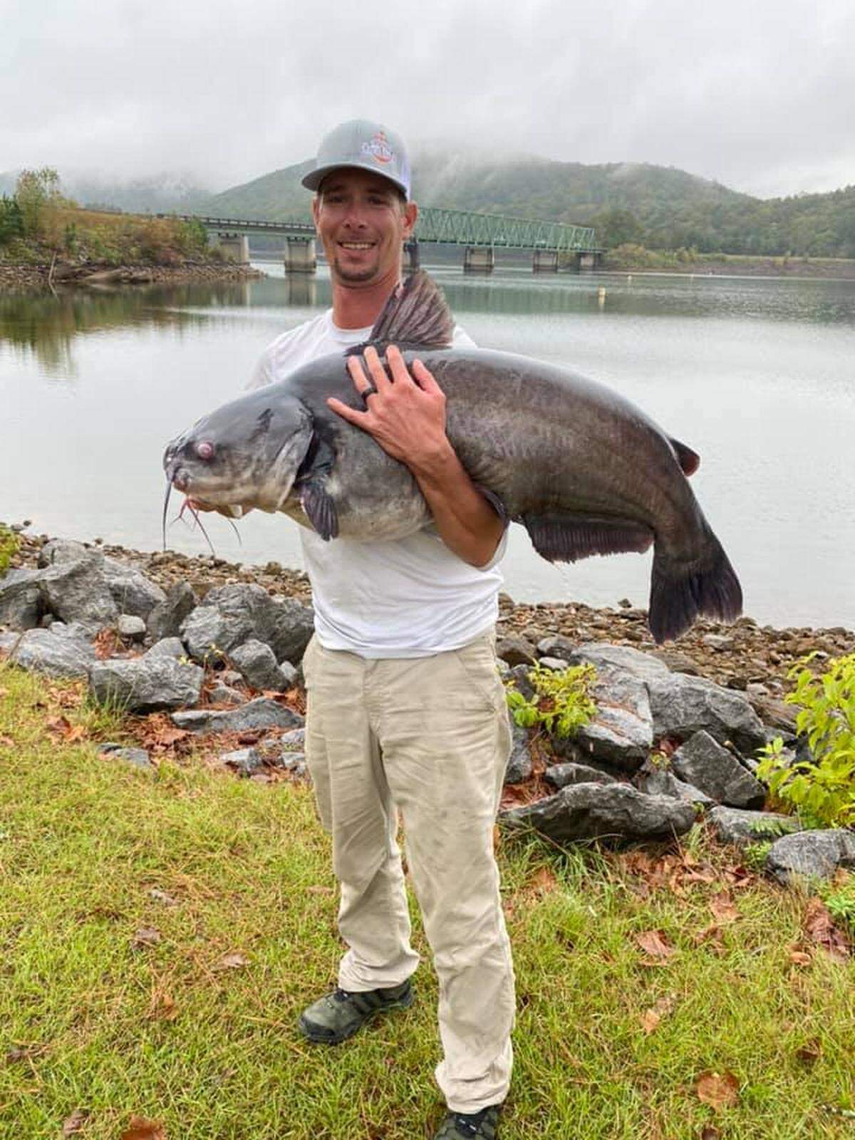 Aaron Churchwell with his 52 lb, 1 oz blue catfish