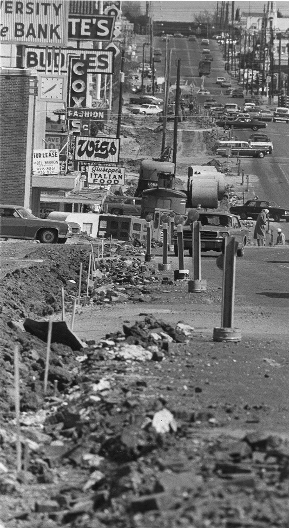 Late 1960s or early 1970s: Berry Street under construction, Fort Worth