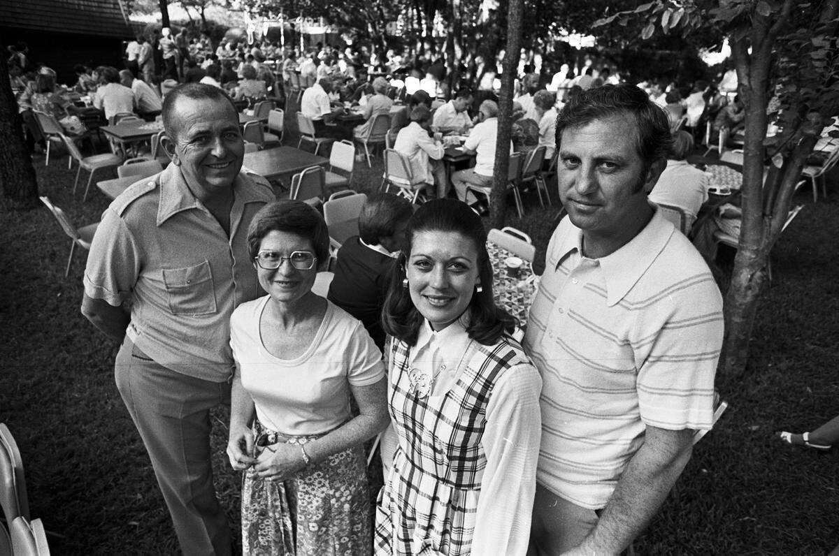 Sept. 10, 1975: Guests at the Sunday Supper of the University of Texas at Arlington Faculty Women’s Club line up to fill their plates at the buffet table. The supper traditionally is UTA’s largest social function of the year.