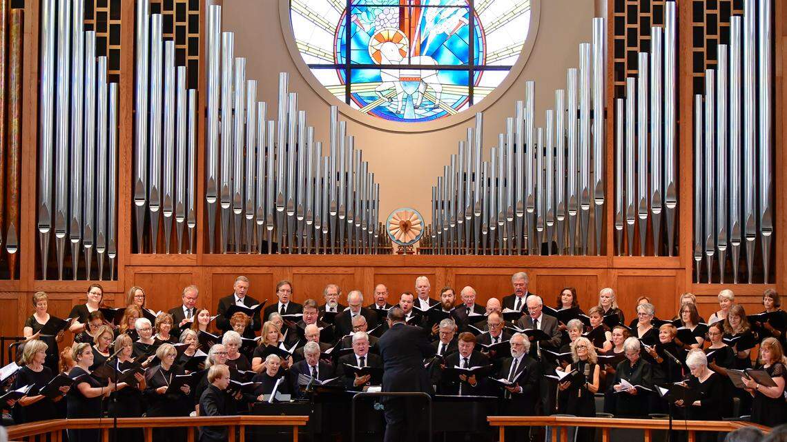 The Voices of Flower Mound community choir performing “Amazing Grace” in the sanctuary of the Lamb of God Lutheran Church in Flower Mound. The group has been invited to perform in a concert at Carnegie Hall in New York City Feb. 20. The concert pays homage to musical arrangements and compositions of famed Tabernacle Choir director Mack Wilberg.