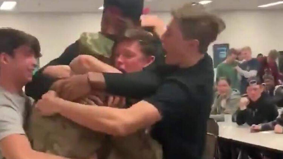 Andrew Olson returned to Northridge High School to surprise his students.